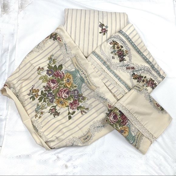 GUC-80S Vntg Louis Nichole Complete Full Set Sheets/Shams Floral,Victorian, Lace - Picture 1 of 14